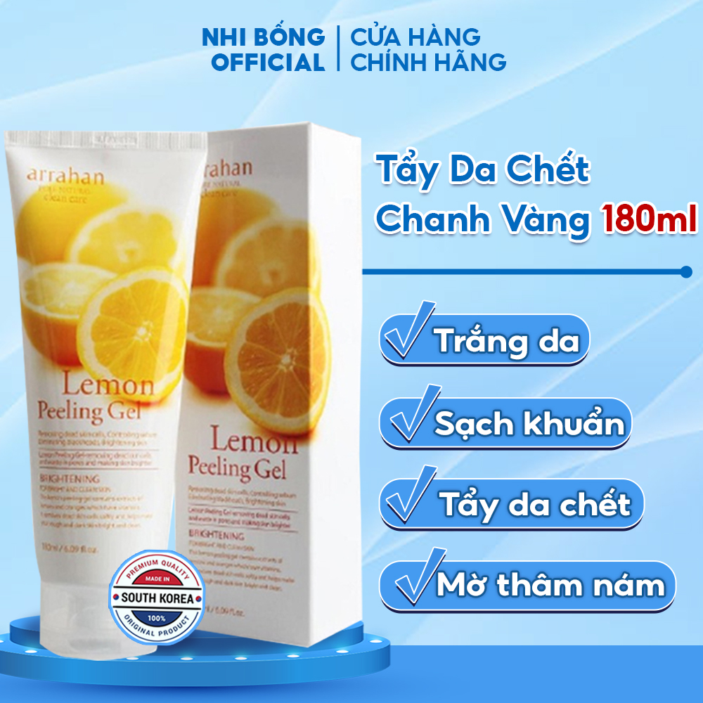 Tẩy Da Chết Arrahan Hàn Quốc chiết xuất Chanh Vàng giúp loại bỏ tế bào da chết giúp trắng da & mờ thâm nám 180ml