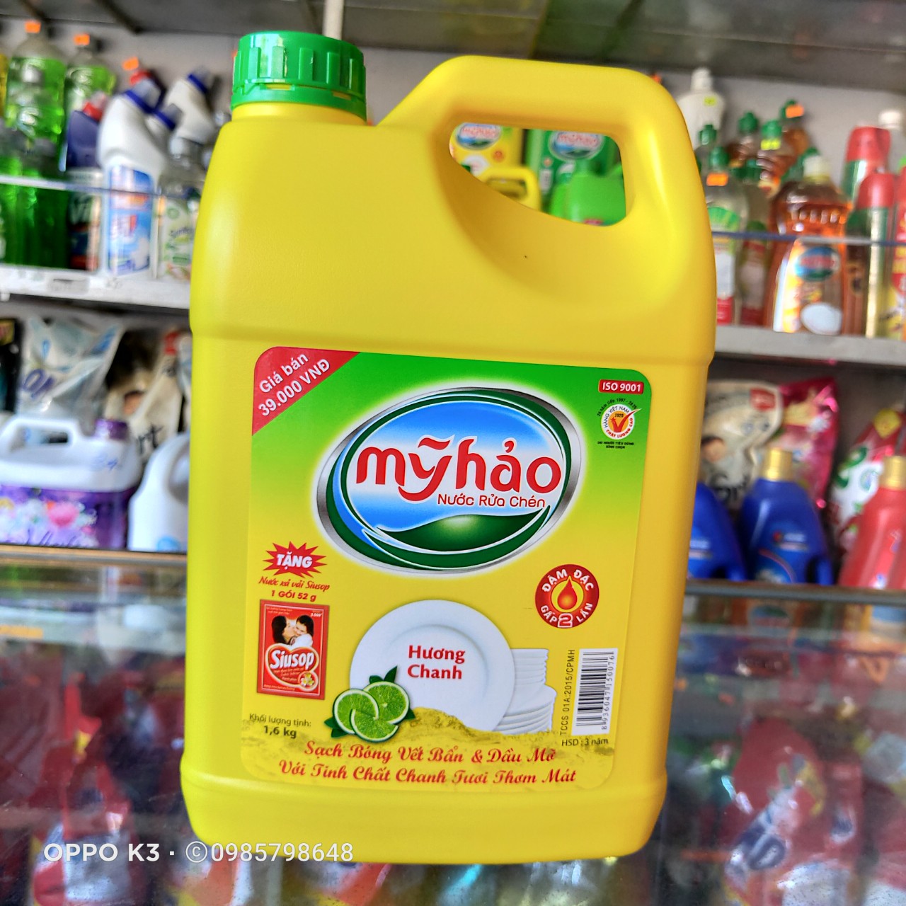 Can Nước rửa chén mỹ hảo Vàng to hương chanh 1.6 kg