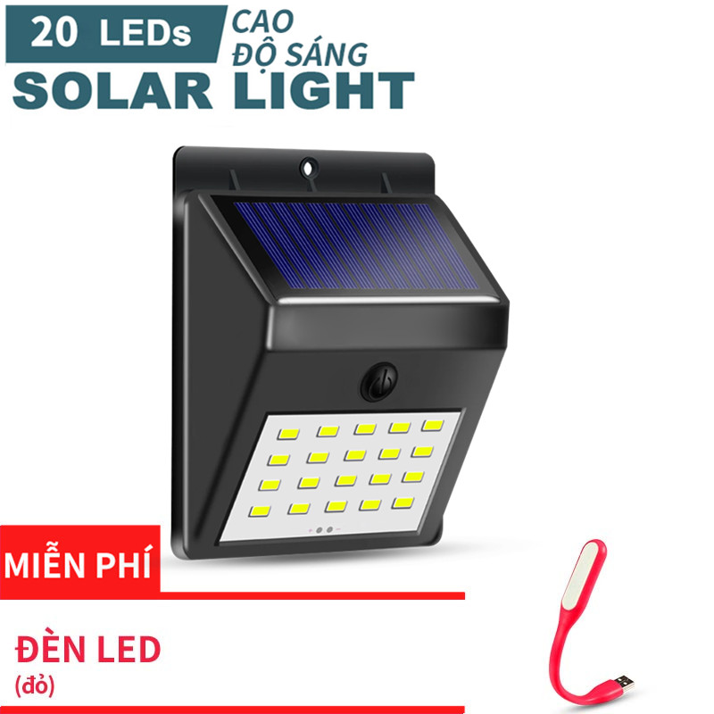(Miễn phí Đèn led USB mini) Đèn năng lượng mặt trời Solar 20 LED siêu sáng