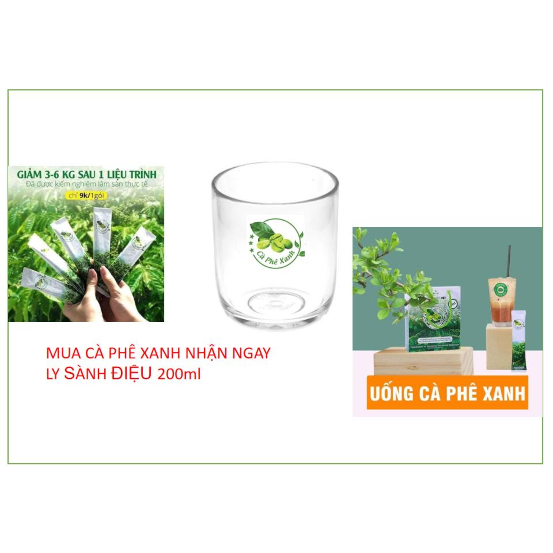 Combo 10 hộp cafe xanh giảm cân kháng mỡ thiên nhiên việt- tặng ly