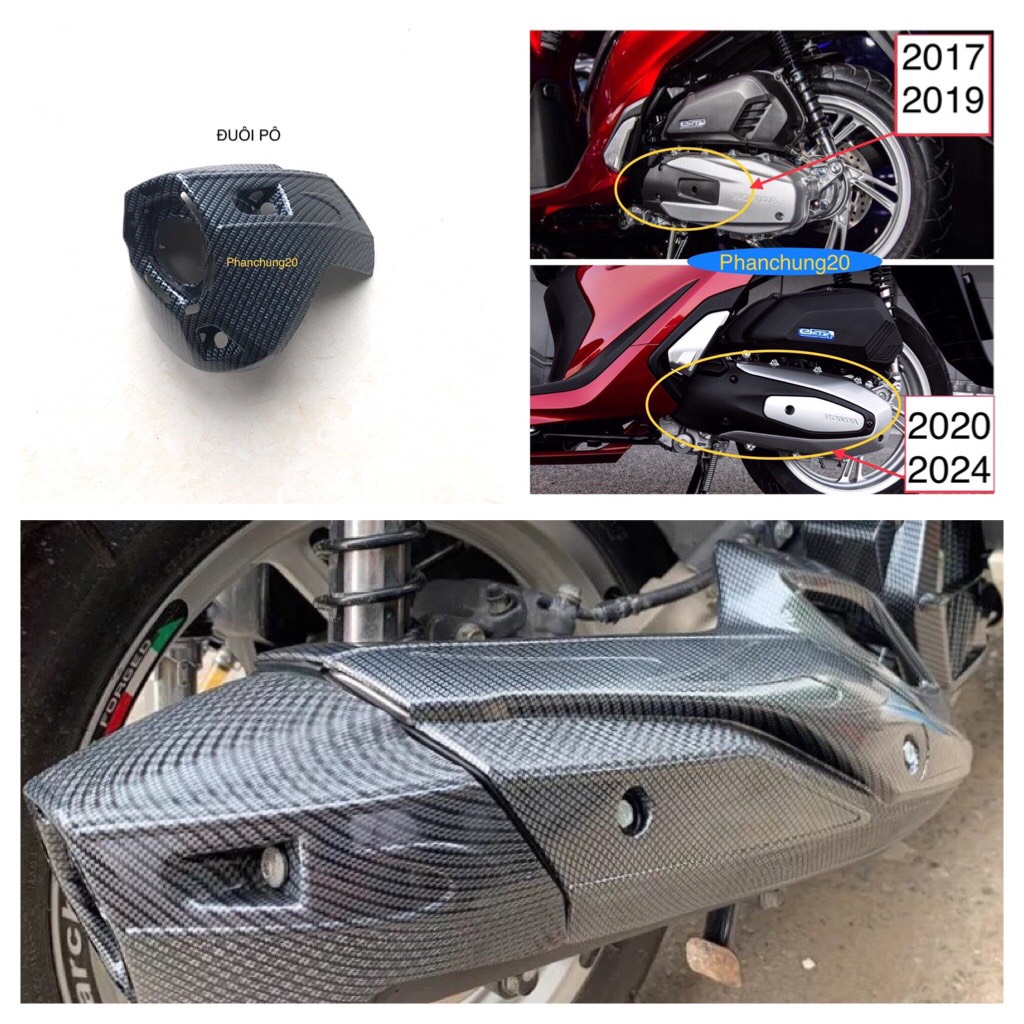 Ốp đuôi pô dùng cho đời xe sh 2017 2018 2019 cacbon
