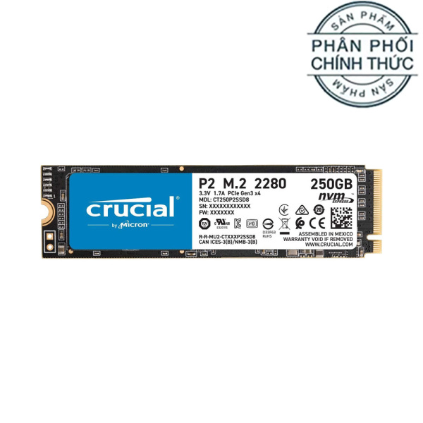 Bảng giá Ổ cứng SSD Crucial P2 250GB 3D-NAND TLC M.2 NVMe PCIe Gen3 x4 CT250P2SSD8 Phong Vũ