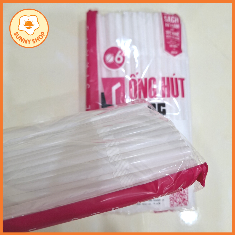 Ống Hút Trắng Đầu Bẻ Cong Phi 6 (bịch 80 cái) loại tốt