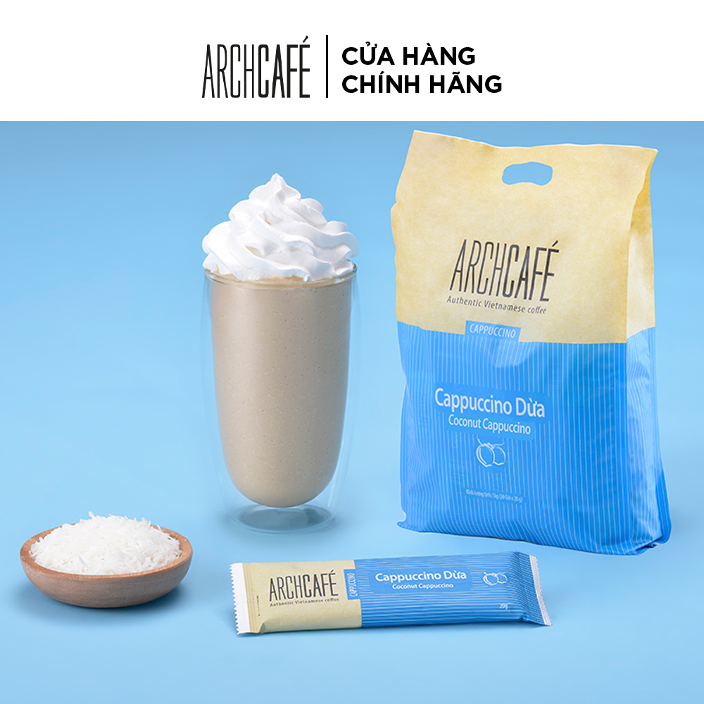 Túi Cà phê Cappuccino Dừa - Cafe hoà tan Archcafé (túi 50 gói x 20g)