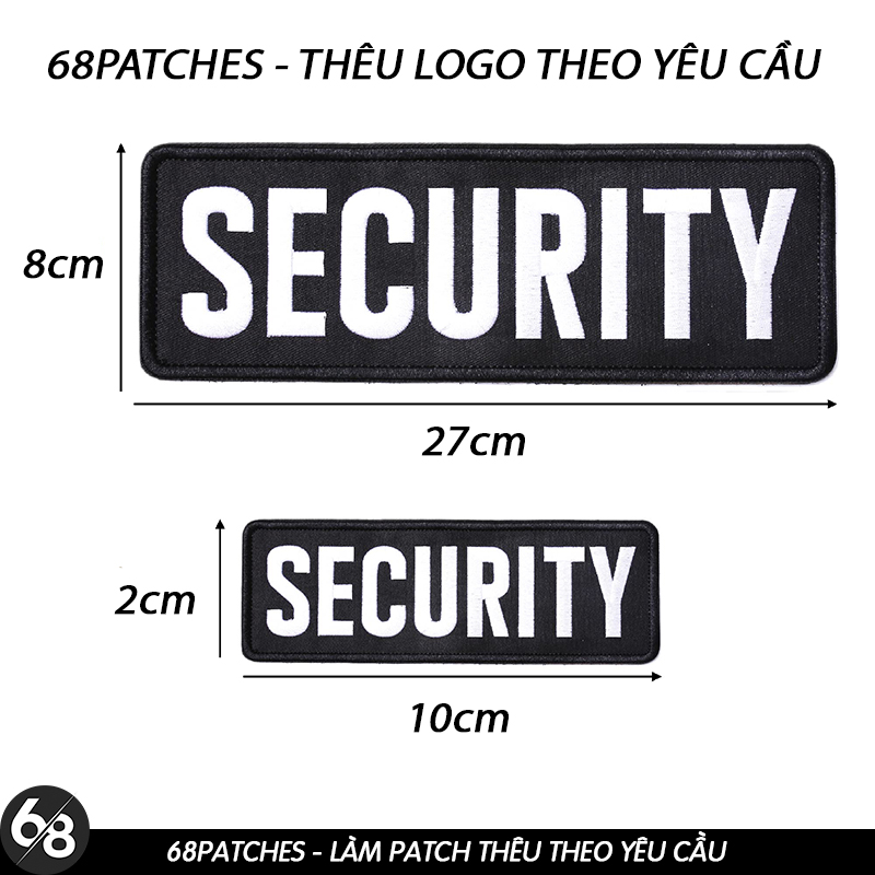 Patch vải ủi nhiệt thêu logo security bảo vệ kích thước lớn D25
