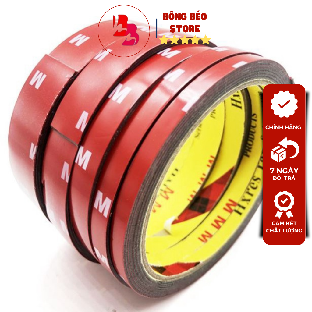 Keo Dán Cường Lực 2 Mặt 3M Siêu Dính (Nhiều Size - Cuộn Dài 3 Mét)