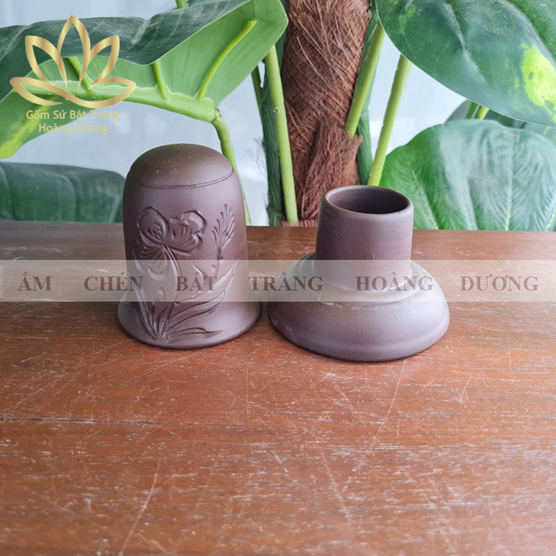 Ống đựng tăm đất nung Bát Tràng màu đen