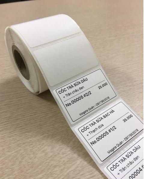 [HCM]Cuộn Giấy in tem Trà Sữa 50x30mm - 4 cuộn
