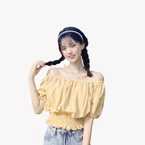 Áo Croptop Nữ  Nhún Eo Nơ Tay Thời Trang Xuân Hè Sản Phẩm  Mới  Av54