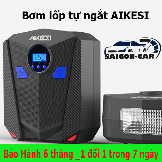 HCM- Bơm lốp ô tô, bơm lốp AIKESI 12V, Đồng hồ điện tử tự ngắt, dây dài 3m, có đèn LED