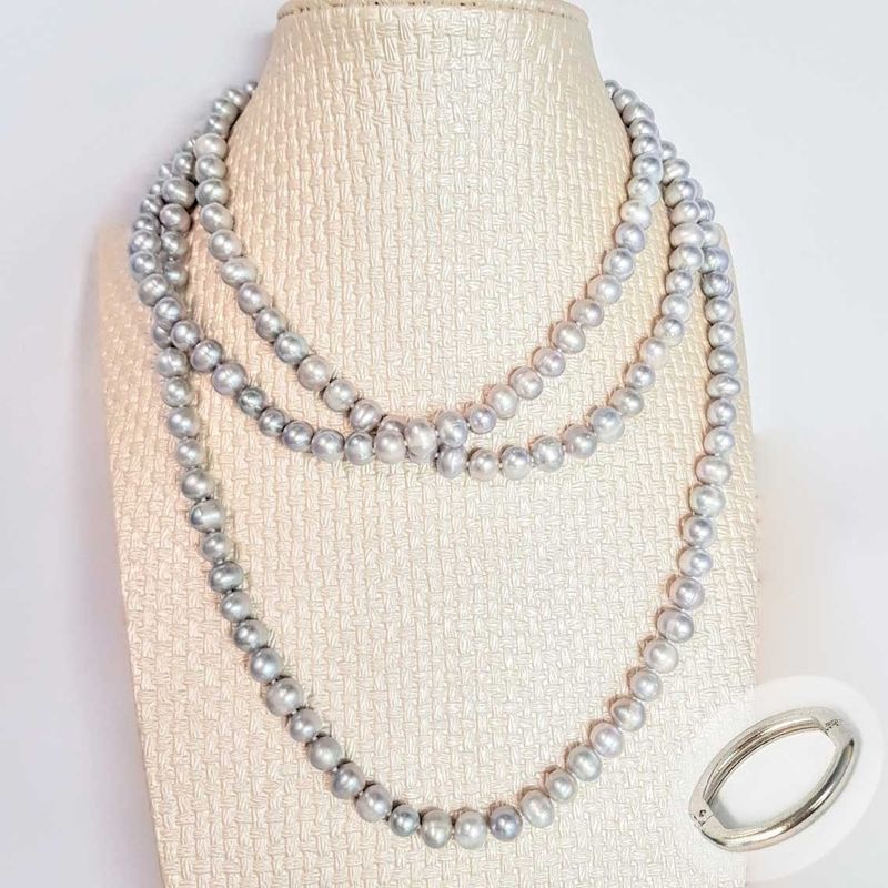 Vòng cổ ngọc trai cao cấp chuỗi đơn dáng dài - svlong pearl - ctj0603 + tặng kèm khóa tạo kiểu