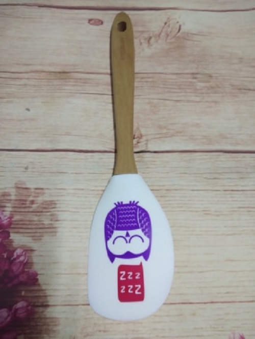 Vét bột, kem silicon cán gỗ hình thú breadleaf 32cm