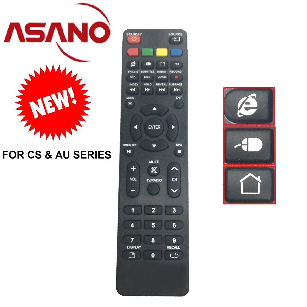 ASANO 3D nhỏ - Remote điều khiển Tivi truyền hình Asano Smart thông minh có Internet (Giống mẫu mới xài được)