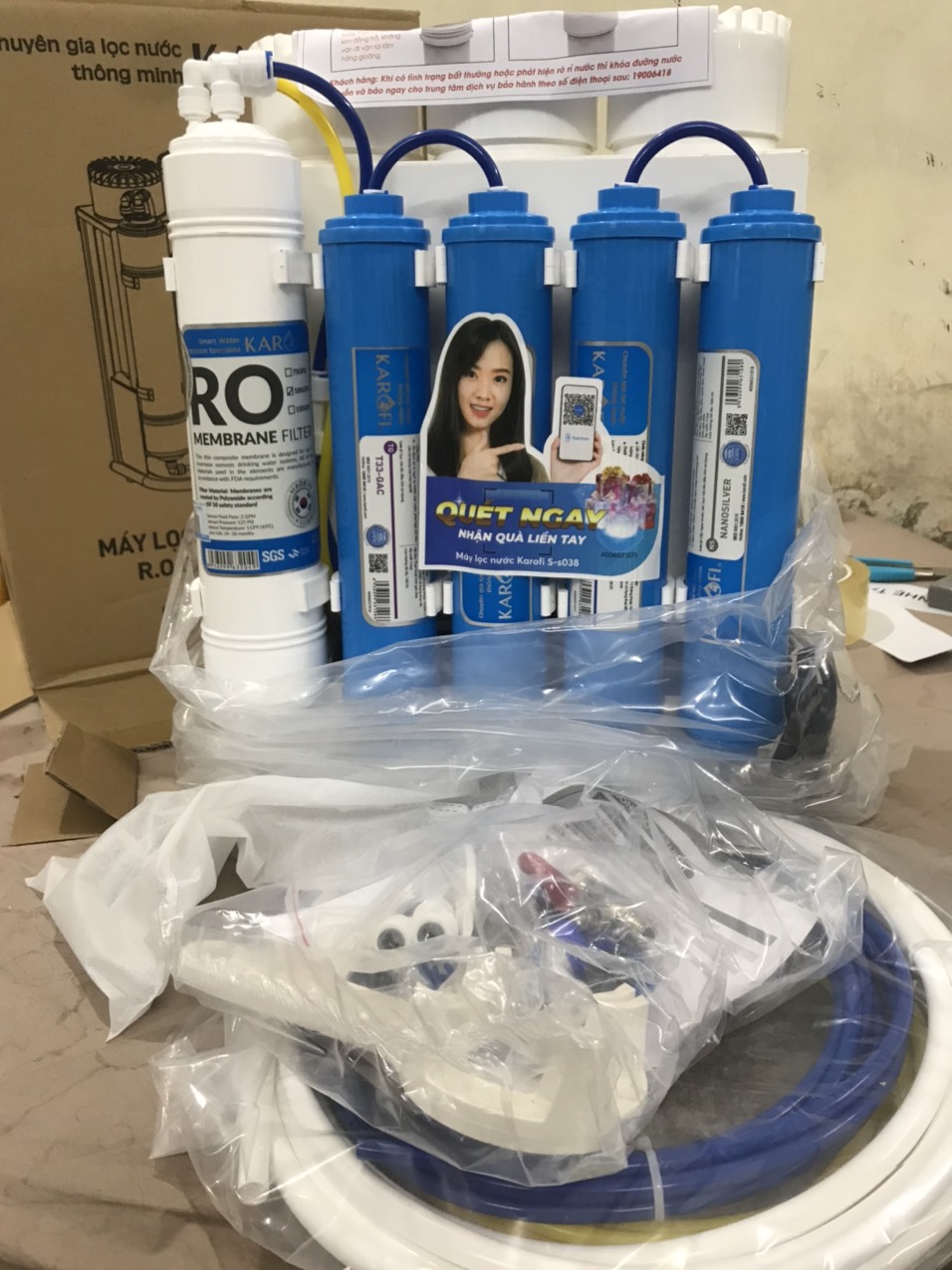 [Trả góp 0%][Hàng chính hãng] Máy lọc nước Karofi không tủ SLIM S-S038 (8 cấp)