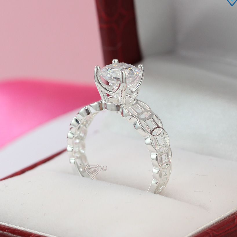 Nhẫn nữ bạc kim tiền đính đá cá tính NN0245 - Trang Sức TNJ