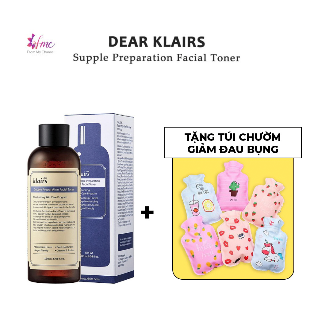 [MUA 1 TẶNG 1] Toner Dear Klairs Supple Preparation Facial 180ml + Tặng 1 túi chườm giảm đau bụng