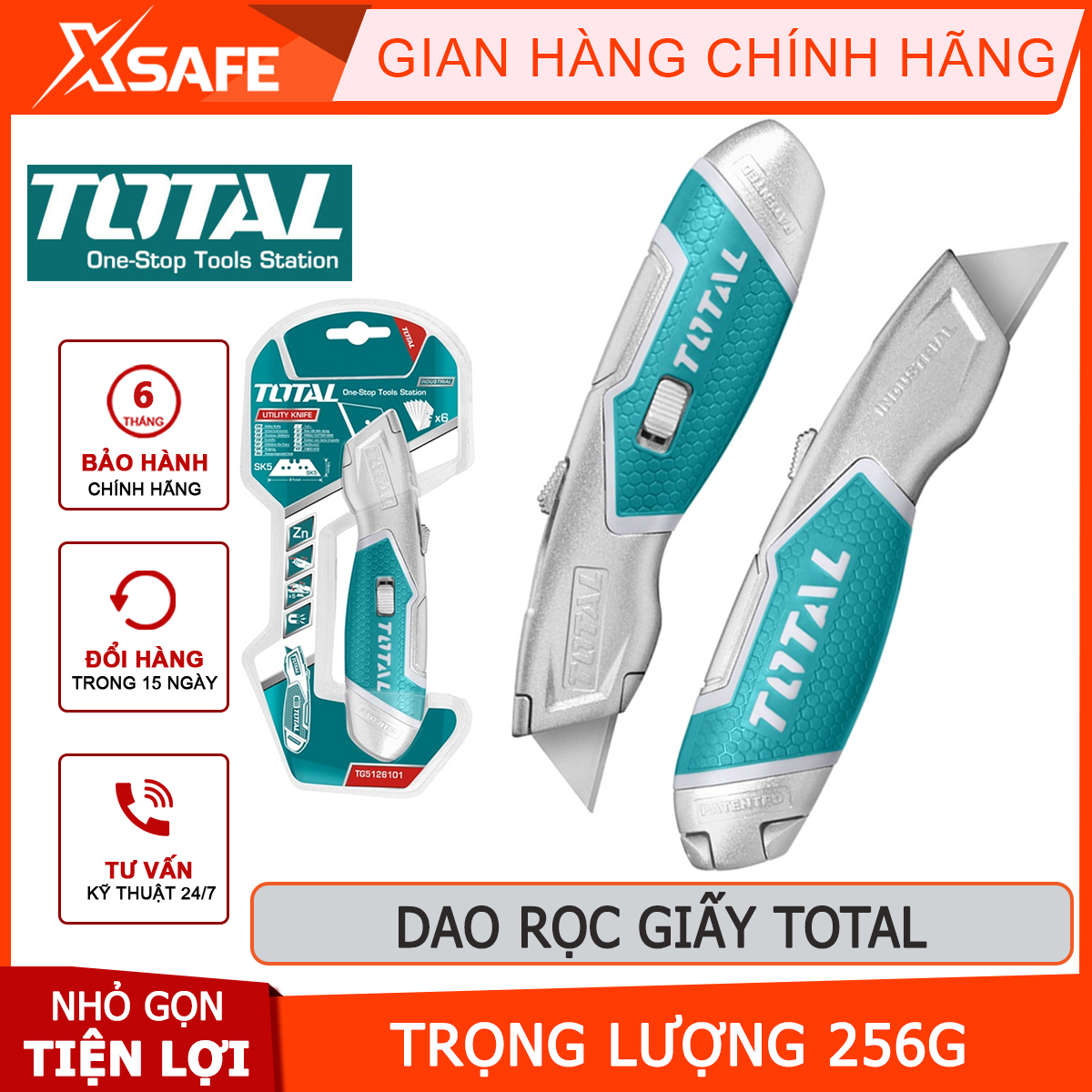 Knives paper Total TG5126101 | cutting knife handy blade size 19x61mm, attached 6 blade paper cutting, the box type convenient safe