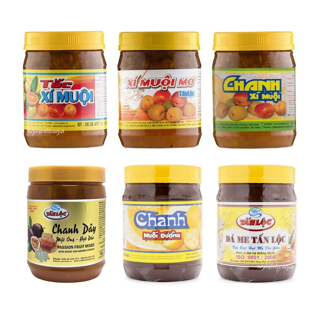 Đá me, chanh muối, tắc xí muội, tắc muối đường, xí muội mơ Tấn Lộc hũ 900g