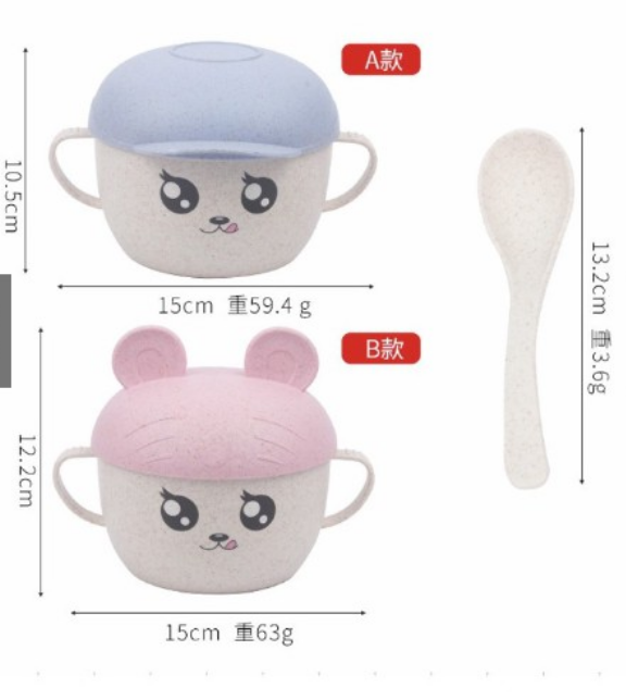 [Loại 1] Bát Ăn Dặm Lúa Mạch Cho Bé Có Nắp Đậy Kèm Thìa