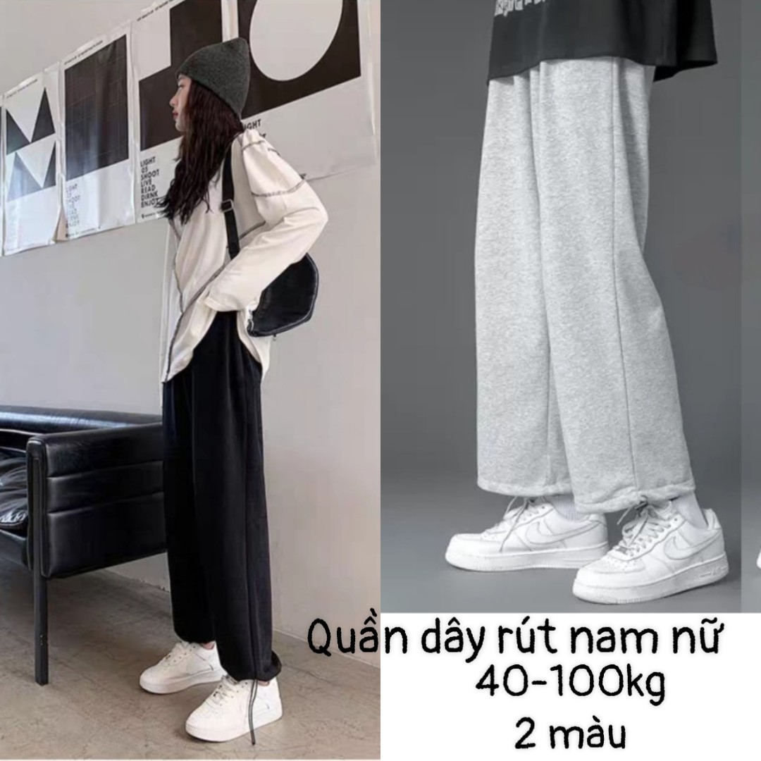 40-100kg Quần nam nữ thời trang bigsize unisex lai thun dây rút mặc được 2 kiểu