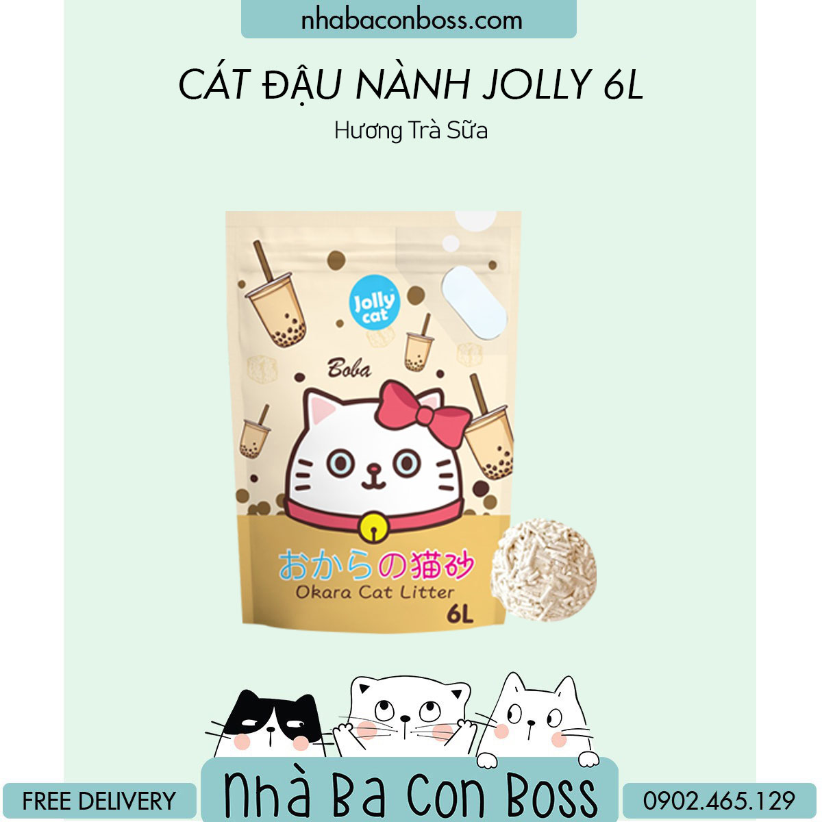 [Cát Đậu Nành] Cát Vệ Sinh Cho Mèo Jolly Bao 6L
