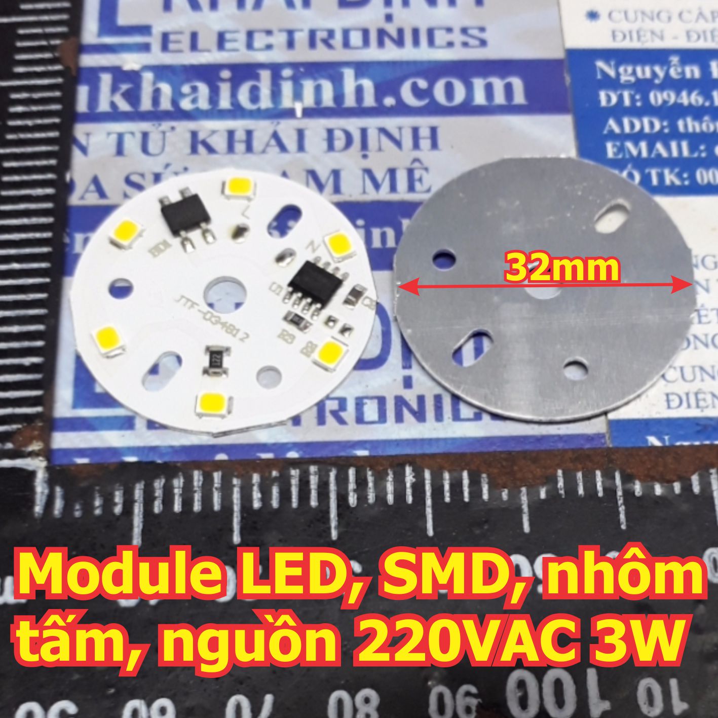 2 cái Module LED, chip led SMD dán trên mặt nhôm nguồn 220VAC 3W 5W 7W màu trắng/ trắng ấm kde5692