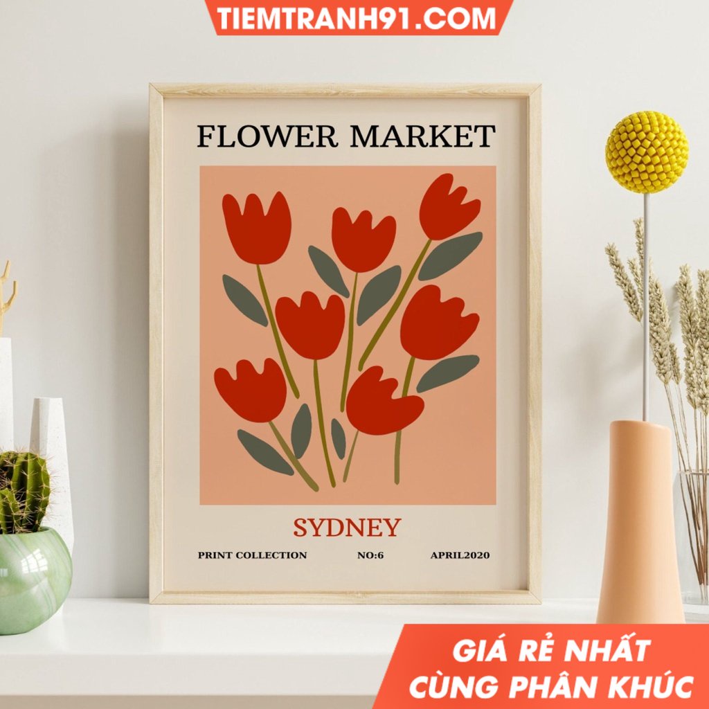 Tranh treo tường Flower Market Poster, Sydney, Botanical Poster, Flower Market Wall Set, Botanical Wall Art
