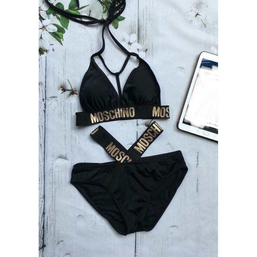 [HCM]Bikini 2 mảnh phối thun Moschino (màu đen) Eva shop