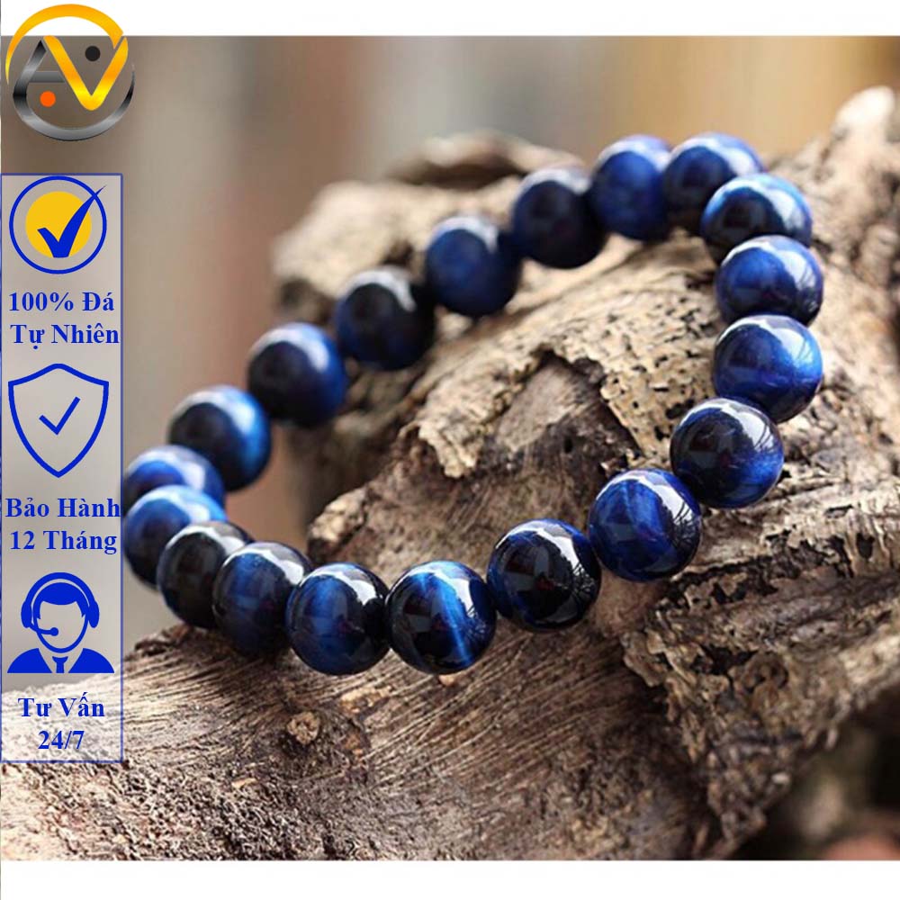 Vòng tay phong thủy đá mắt hổ xanh dương - Vòng phong thủy mệnh thủy cho nam nữ - Bảo hành 12 tháng