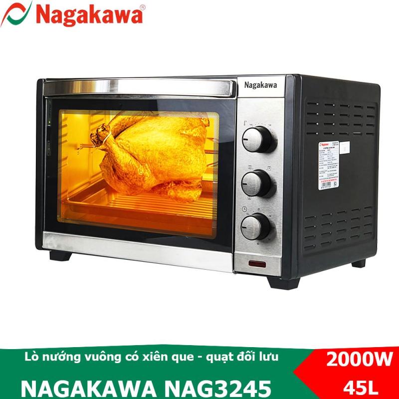 Bảng giá Lò nướng điện vuông 45L, công suất 2000W Nagakawa NAG3245 có xiên que nướng gà quay Điện máy Pico