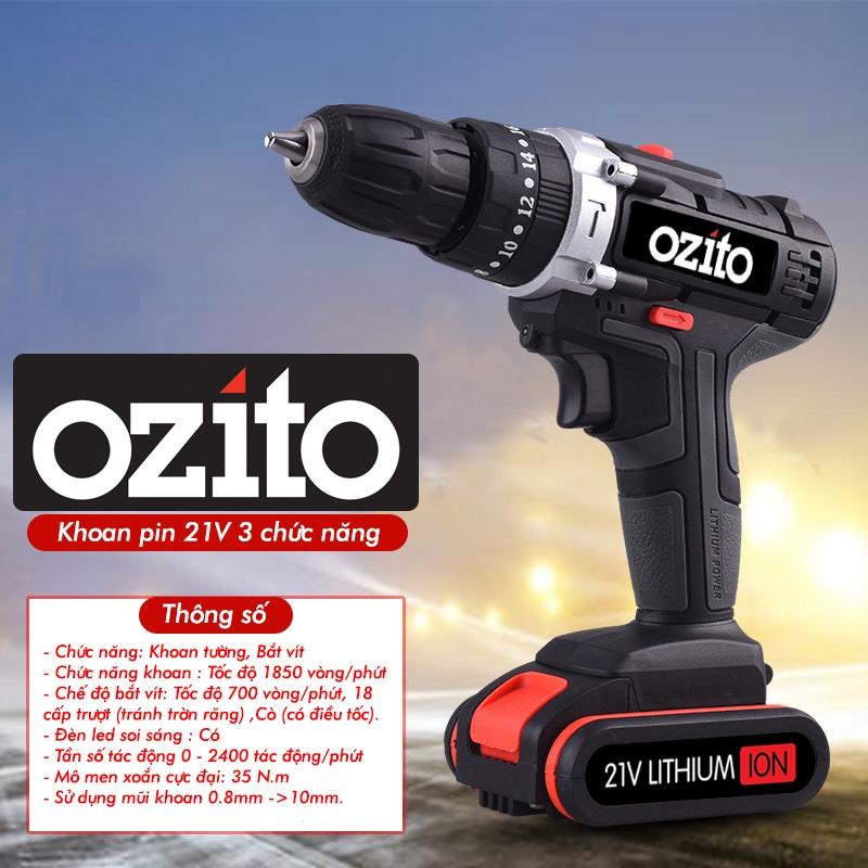 Máy khoan pin 21V Ozito 3 chức năng có búa (1 Pin)