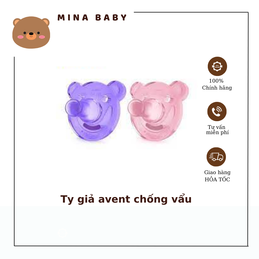 Ti giả avent soothie chống vẩu hình gấu cho bé