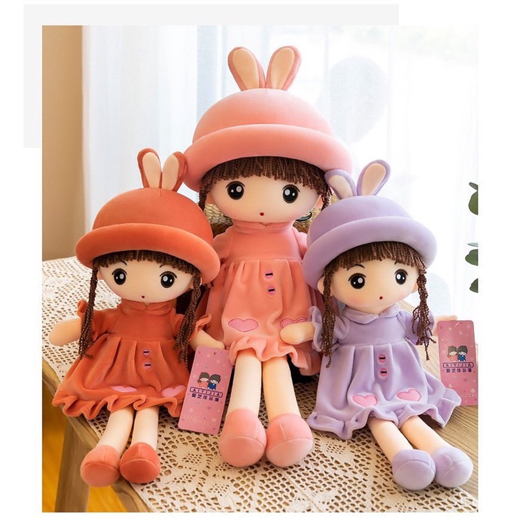 GẤU BÔNG BÚP BÊ VÁY TIM VẢI NHUNG CAO CẤP