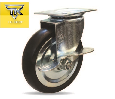 Bộ 4 Bánh Xe Đẩy 125x29mm Cao Su Đen Vĩnh Phát Xoay 360 Độ (Tải Trọng 320kg)