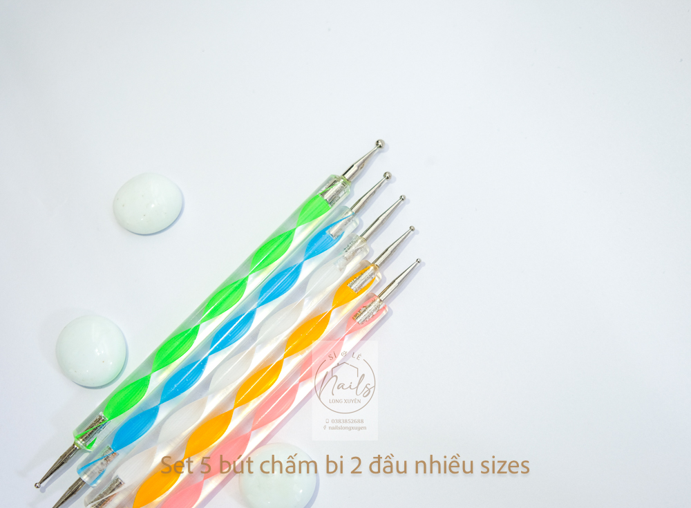 Set 5 bút chấm bi 2 đầu, set 5 bút chấm bi làm móng