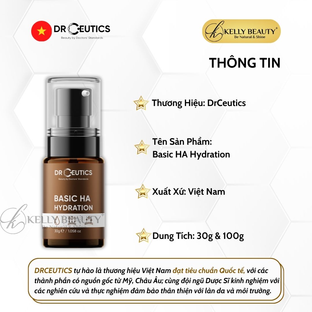 Tinh Chất Cấp Ẩm Cho Da Dầu Drceutics Basic HA Hydration | Kelly Beauty