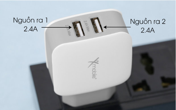 Adapter sạc 3.4A Dual Xmobile DS702 Trắng