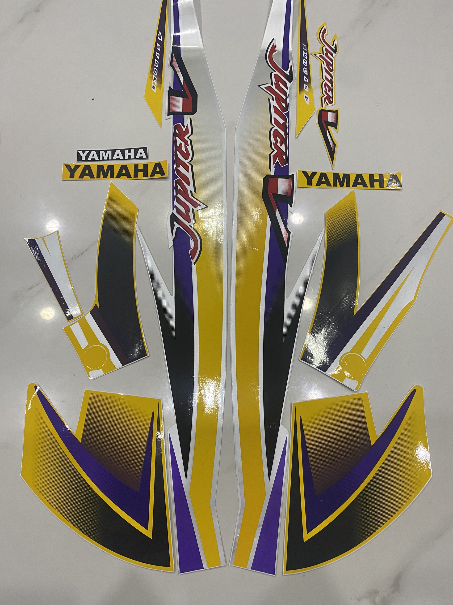 Nguyên bộ tem rời 3 lớp zin thái dán xe máy Yamaha Jupiter V màu vàng bạc