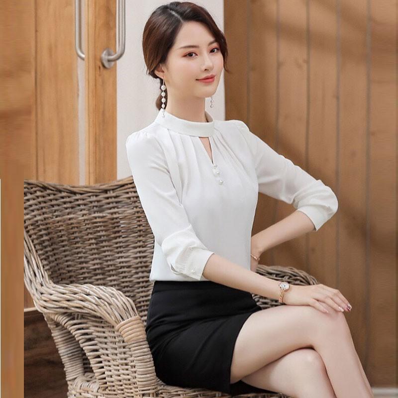 Áo Sơ Mi Trắng Cổ Lọ T-SM0KN8 (Trắng)