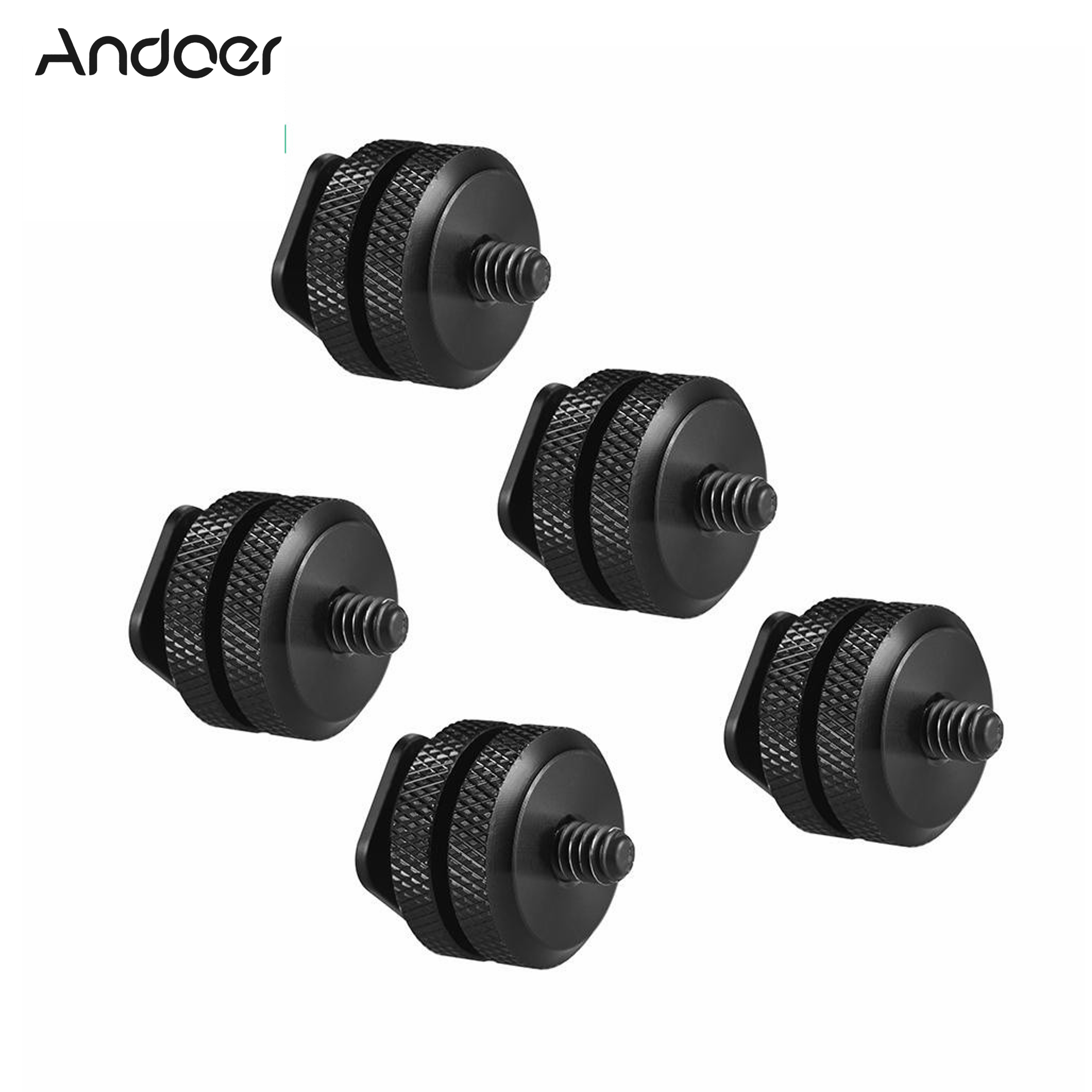 5pcs Camera Hot Shoe Mount to 1/4"-20 Tripod Screw Adapter Flash Shoe Mount for DSLR Camera Rig