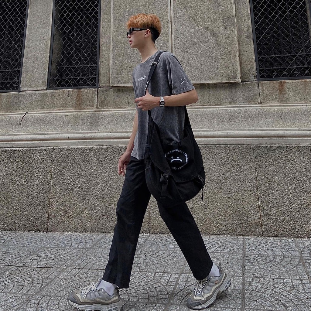 Áo thun tay lỡ form rộng Sadboiz Dusty Signature Tee vải wash dày dặn có logo tem sadboiz hình in bền và không dính - Áo thun oversize nam nữ AL99