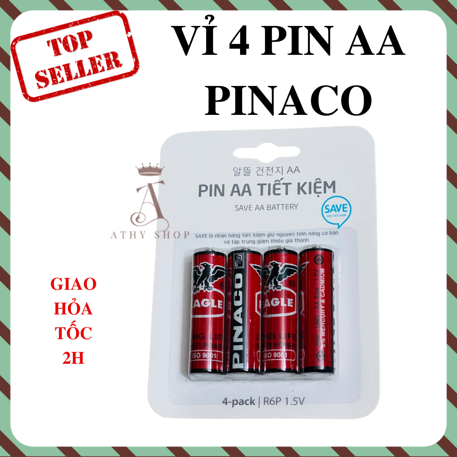 Combo 4 viên pin aa siêu tiết kiệm pinaco vỉ 4 pin 2a pin tốt xịn giá rẻ xài lâu athy shop