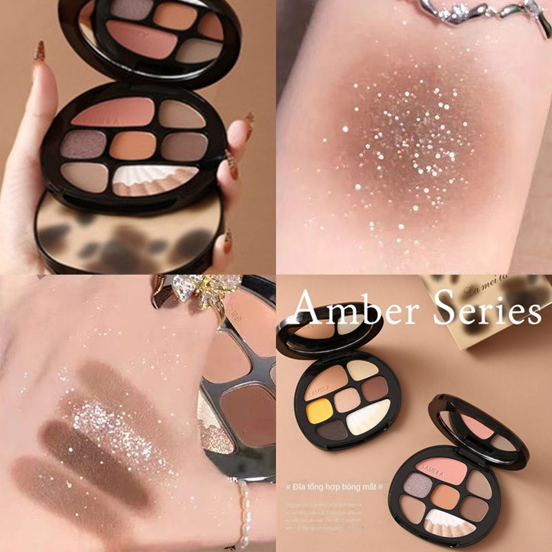 Bảng phấn mắt 7 màu Shell Amber Glitter Diamond Eye Shadow phấn mắt