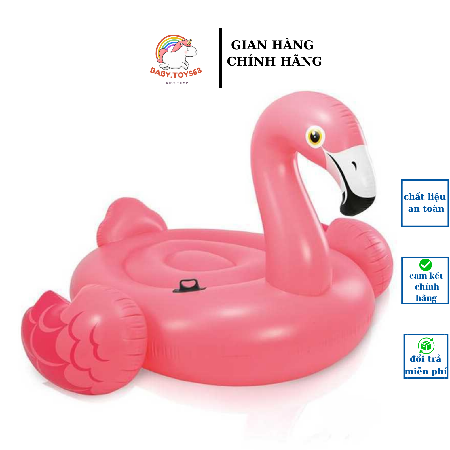 Phao bơi hồng hạc khổng lồ màu hồng , Kích thước 142 137 97cm cho mọi lứa tuổi