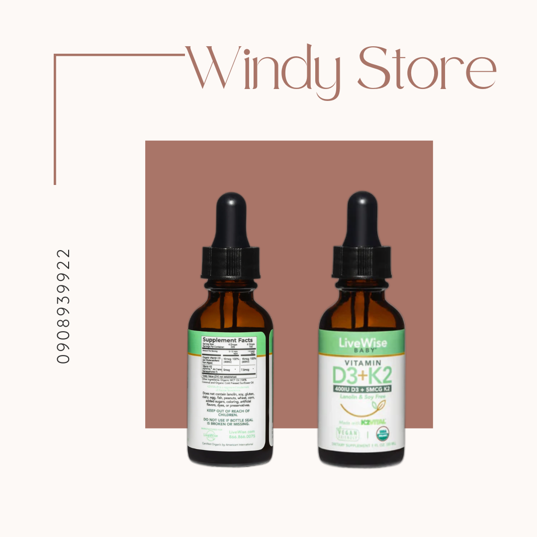 Vitamin D3k2 LiveWise Baby cho bé từ sơ sinh