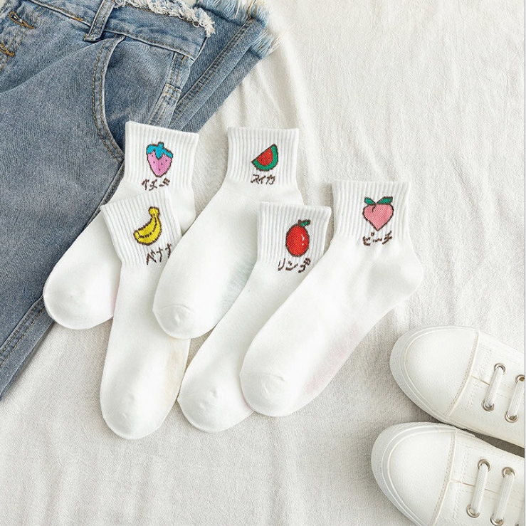 Set 5 đôi Tất Hoa Quả cao cổ siêu đẹp