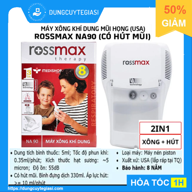 Máy xông khí dung Rossmax NA90 | Máy xông mũi họng tiêu chuẩn Mỹ