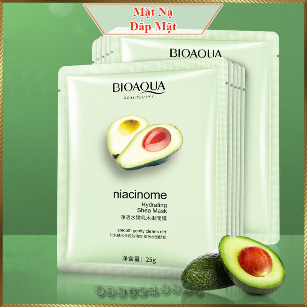 Mặt nạ quả bơ Bioaqua Niacinome Hydrating Shea Mask dưỡng ẩm chuyên sâu mềm mịn da BSM3