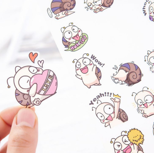 [HCM]Bộ 6 Tấm Sticker Dán Trang Trí - Happy Snail