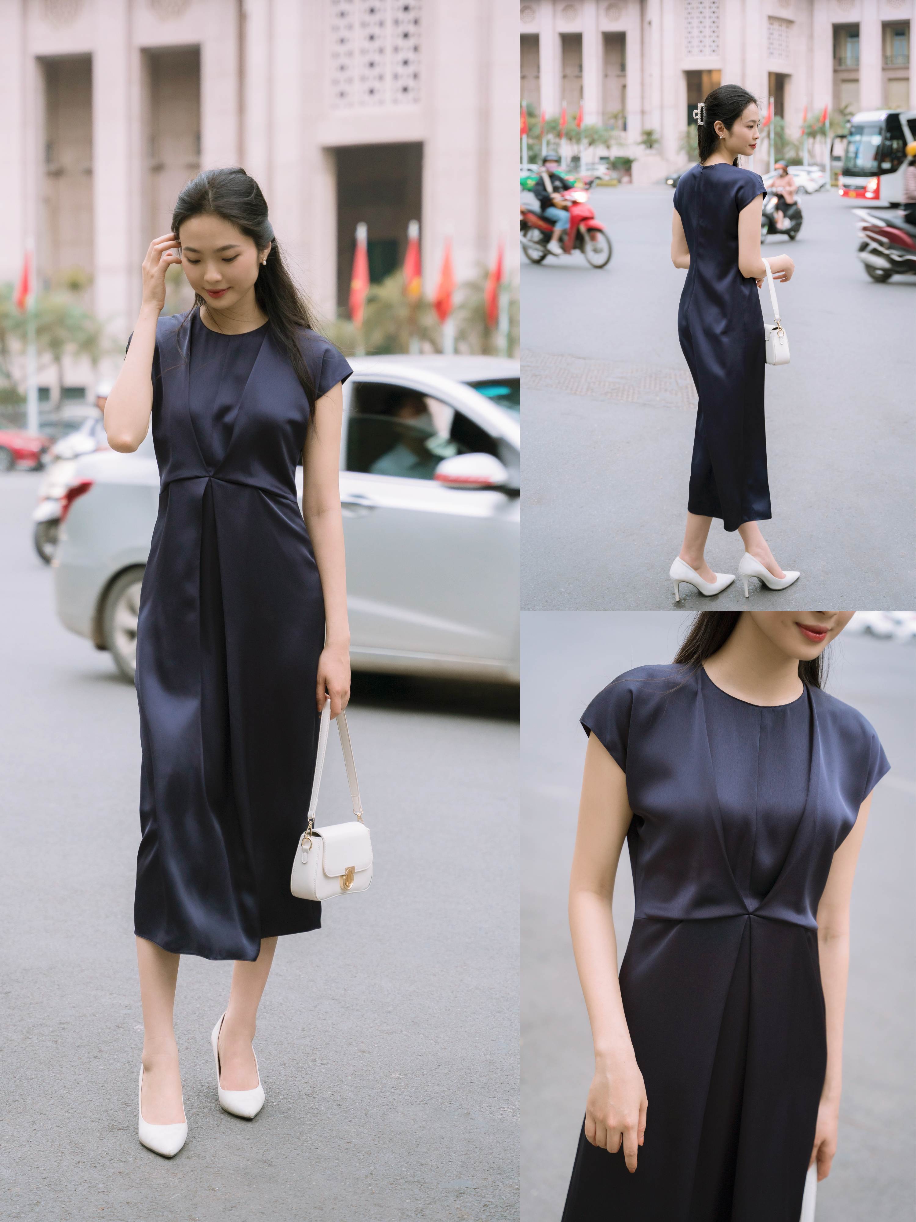 Đầm midi lụa tứ thân Mauve Midi dress